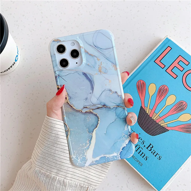 

Double-sided Film Shockproof Marble Phone Case for iPhone 12 Mini 11 Pro Max XR SE 2020 XS Max 7 8 Plus X Soft Silicone Cover