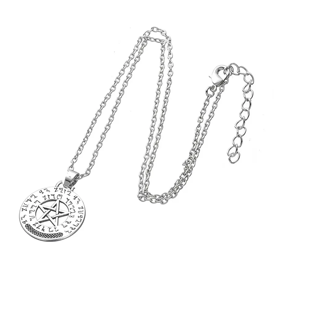 LIKGREAT серебряный цвет Пентакль Пентаграмма круглый кулон языческое ожерелье