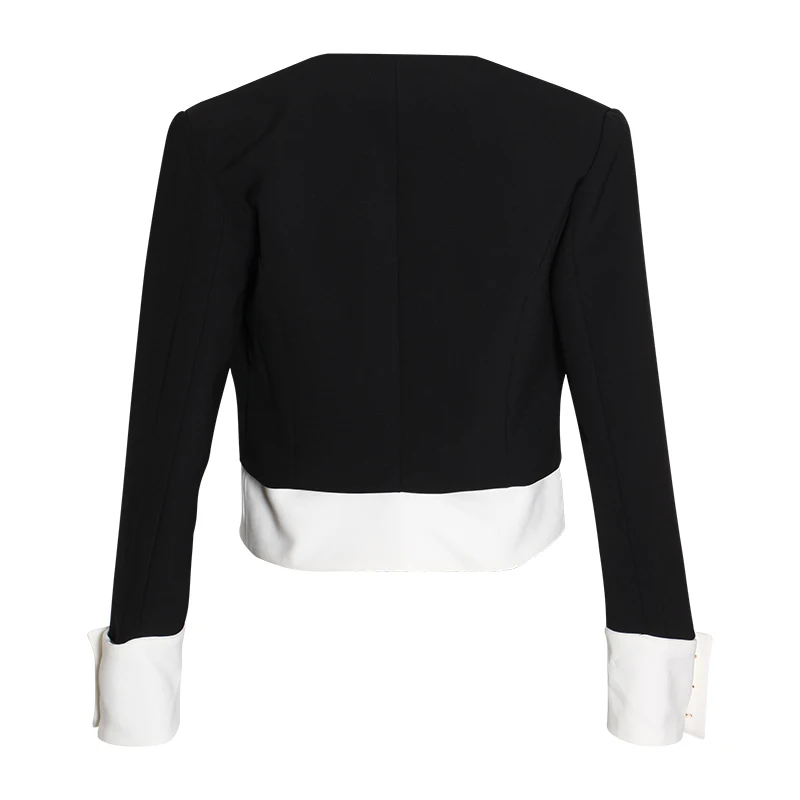 TWOTWINSTYLE Patchwork Hit Color Women's Coat V Neck Long Sleeve Single Breasted Korean Women's Autumn Jackets Fashion New