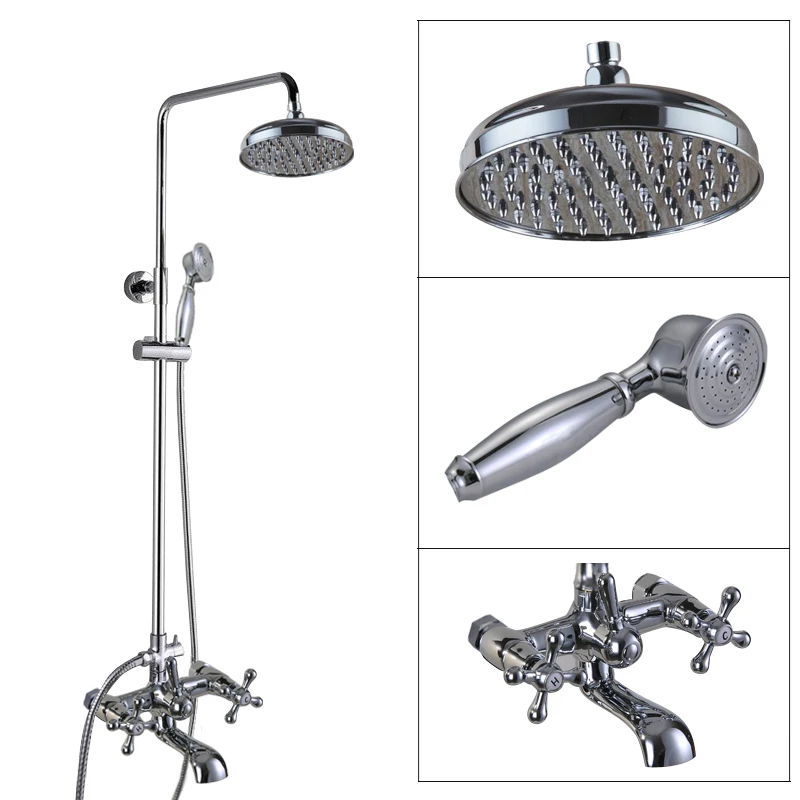 Полированная хромированная латунь двойные крестовые ручки настенный набор для