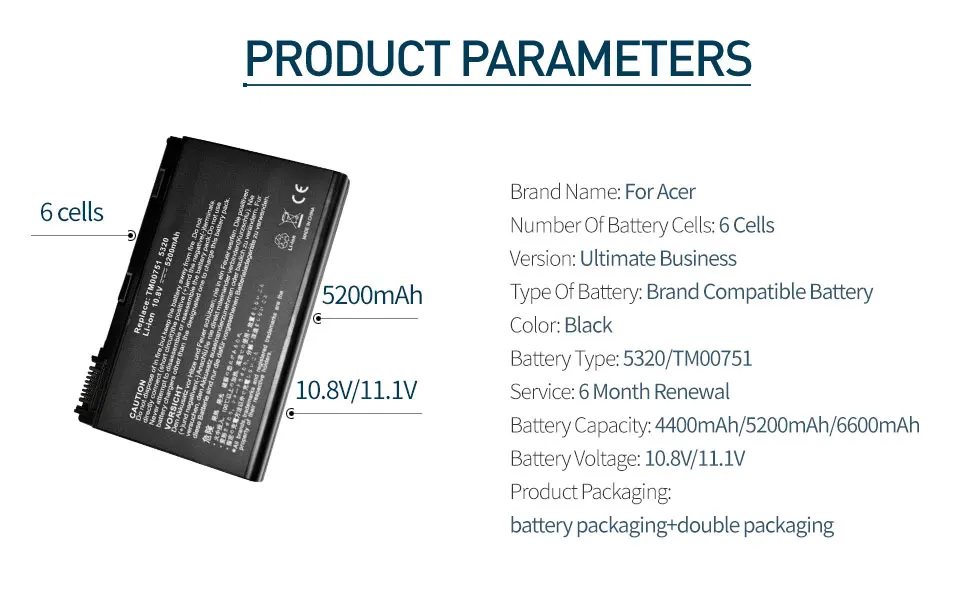 4400mah лаптоп с Батарея для ACER Extensa 5210 5220 5230 5420 5610 5620 5630 7220 7620 для TravelMate 5320 5520 5530 5710 GRAPE32