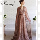 Вечерние платья Дубай с бисером, исламское турецкое вечернее платье с длинным рукавом на заказ, женское платье с кристаллами 2020