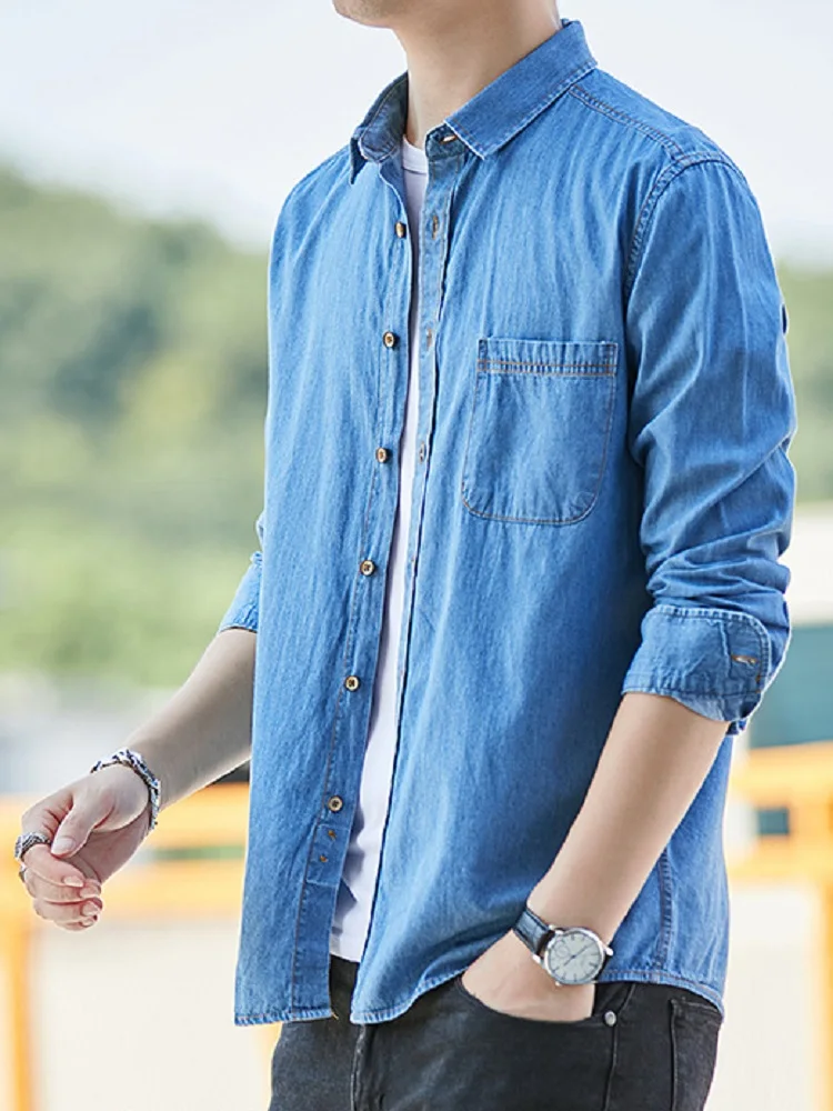

Cotton T Shirt Men Japanese Denim Shirt Men's Cotton Slim Casual Shirt Men's New Harajuku Jacket Mens Dress Shirts