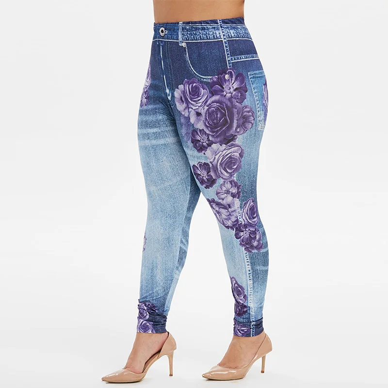 Женские обтягивающие леггинсы с высокой талией и цветочным принтом ROSEGAL эластичные сексуальные осень
