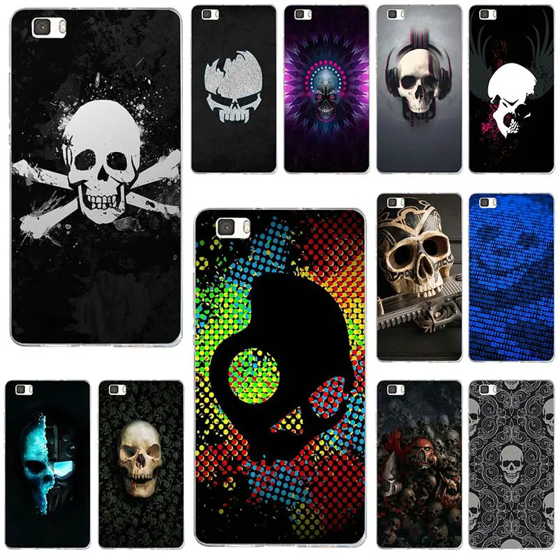Череп гранж крылья темно черный и белый мягкий телефон чехол для Huawei P8 P9 P10 P20 P30 mate