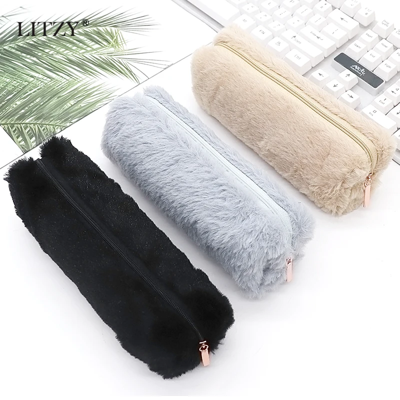 Большой Карандаш Чехол для девочек Kawaii Плюшевые красивое школьное с маленькими