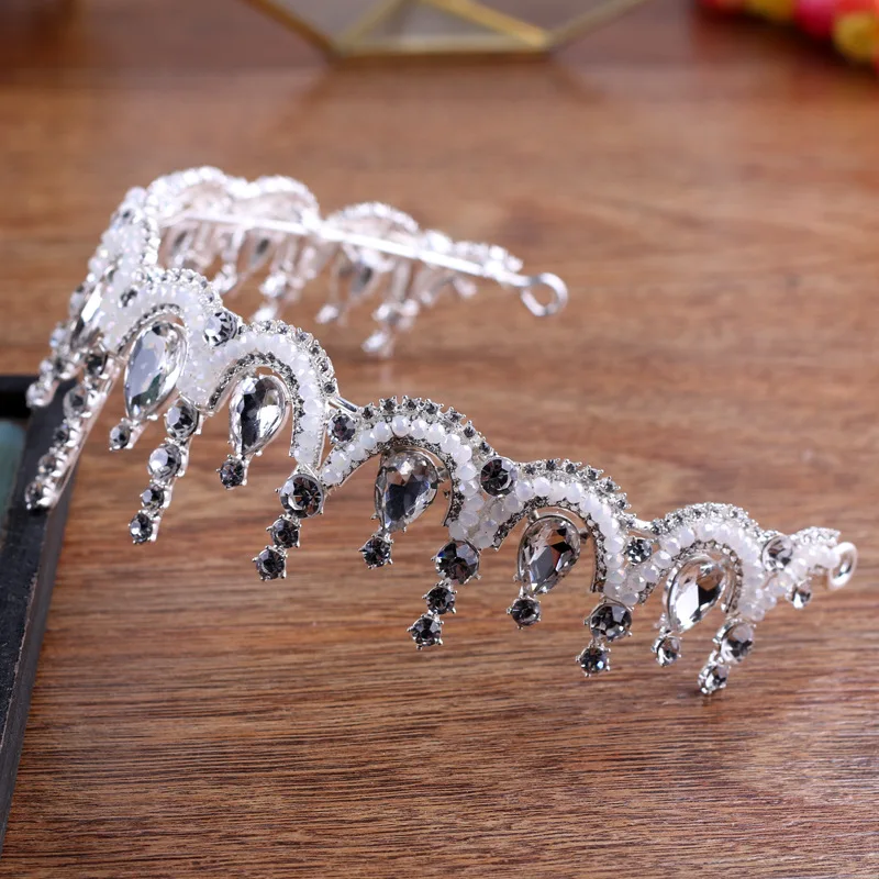 JaneVini 2019 элегантные серебряные стразы Свадебные короны ручной работы повязка на