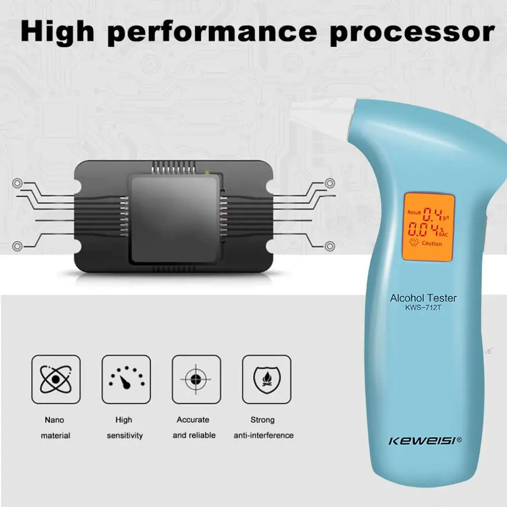 

Vehemo Handheld Breath Tester Alcohol Tester LCD Display Highly Sensitive for Detector Breath Alcohol Tester NEW Car Analyzer