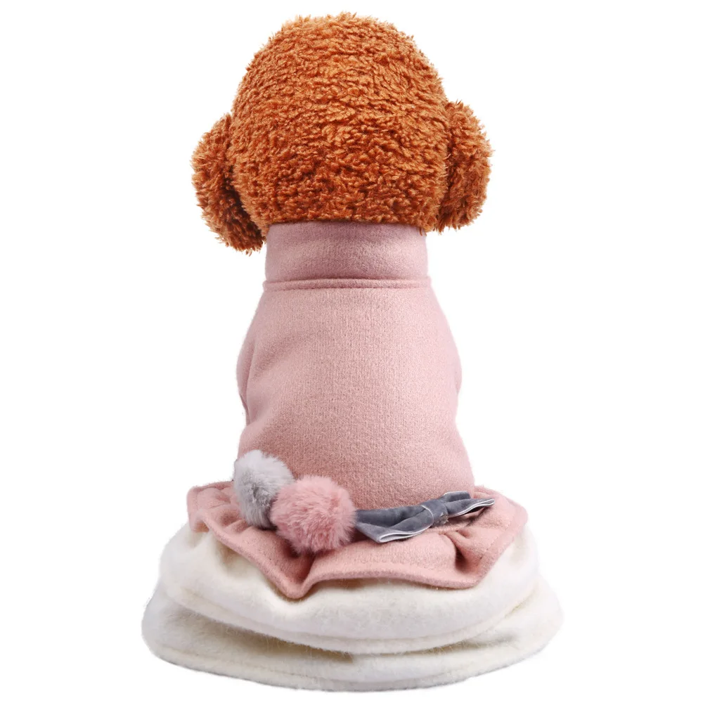 

Hairy Cat Dog Costume Pink Gray Autumn Winter French Bulldog Yorkshire Terrier Dress Ball Skirt For Small Medium Pet Supplies