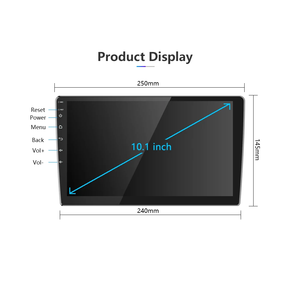 Podofo Android 2 Din Car Radio Multimedia Video Player 10.1''MP5 GPS Touch screen Mirror 2.5D with Bluetooth WIFI FM - купить по