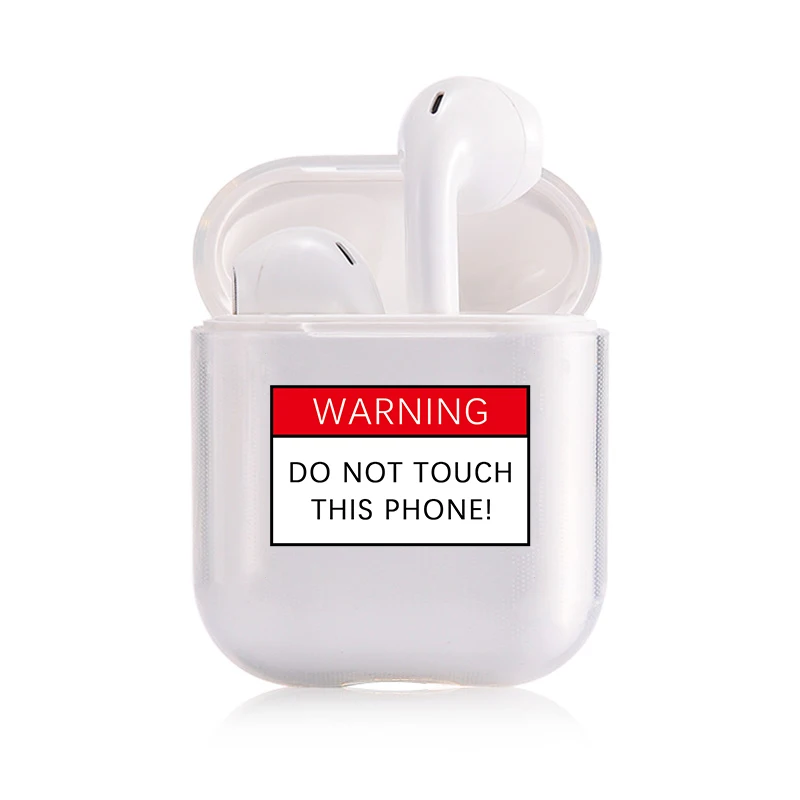 Предупреждение английские слова Мягкий силиконовый чехол для Apple Airpods 1/2 чехол Прозрачный Bluetooth беспроводные наушники коробка для наушников Чехол
