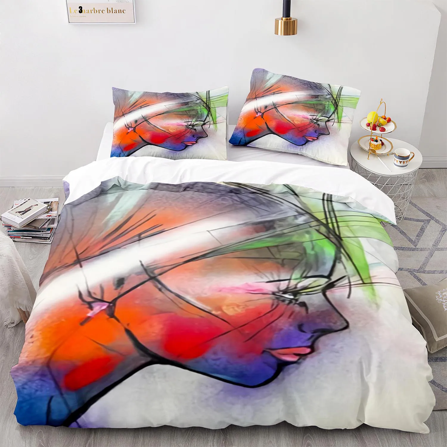 

Комплект постельного белья с цветными свинцовыми рисунками, одинарный, двойной, полноразмерный, Королевский, большого размера, художествен...