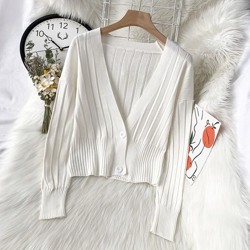 Женский кардиган свитер на осень и зиму новинка 2021 тонкий однотонный Тонкий