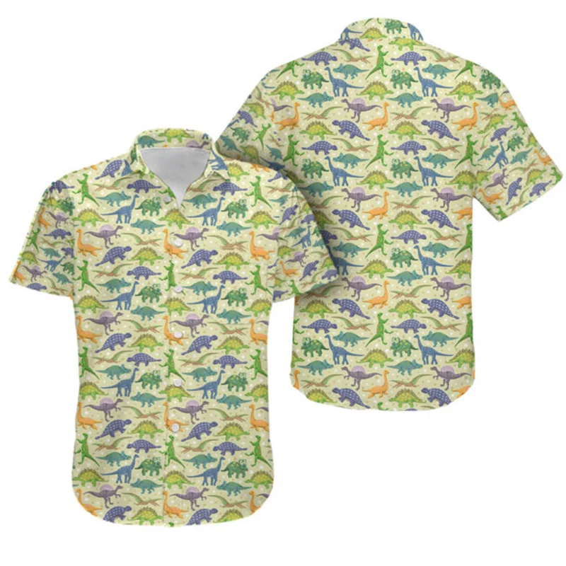 

Новая модная рубашка с динозавром 3D, Мужская гавайская рубашка с полным принтом, Повседневная гавайская рубашка в стиле Харадзюку для мужчи...