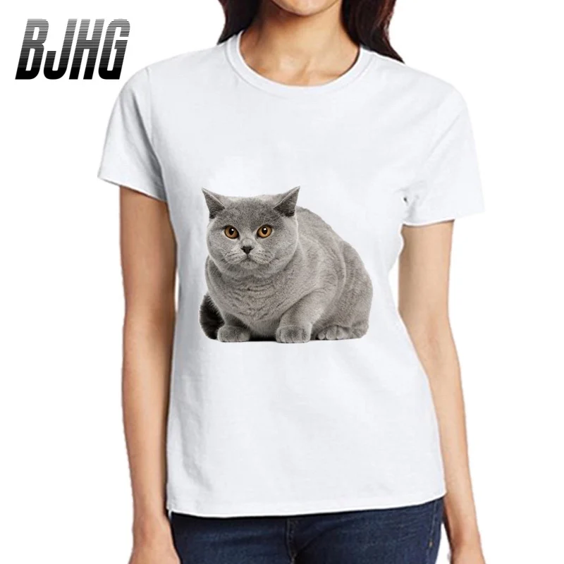 

3d Naughty Cute Cat Print Round Neck Short-sleeved T-shirt Women 2021 Summer Loose Ladies Oversized T-shirt Blouse Cotton Top