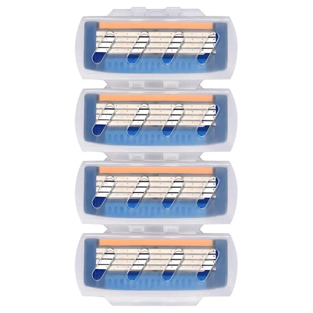 4PCS orange 4 шт./компл. 4 слойные лезвия для бритья для gilette fusion mach 3 бритвенные лезвия для мужчин усы scheermesjes lame de rasoir - Цвет: 4PCS orange
