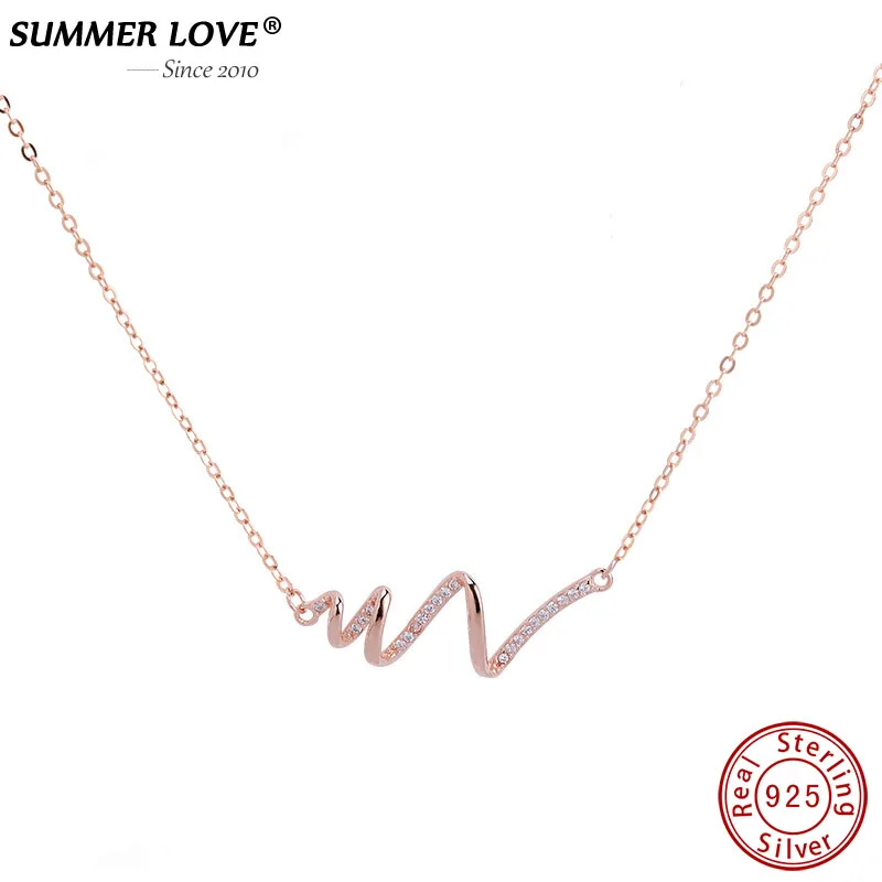 

Женское ожерелье с подвеской в виде ЭКГ, из серебра 925 пробы