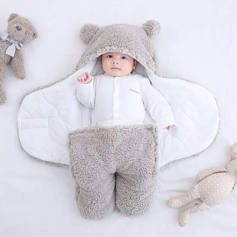 

Детский спальный мешок, пушистое Флисовое одеяло для новорожденных, Одежда для младенцев, мальчиков и девочек, Пеленальное Одеяло для сна, д...
