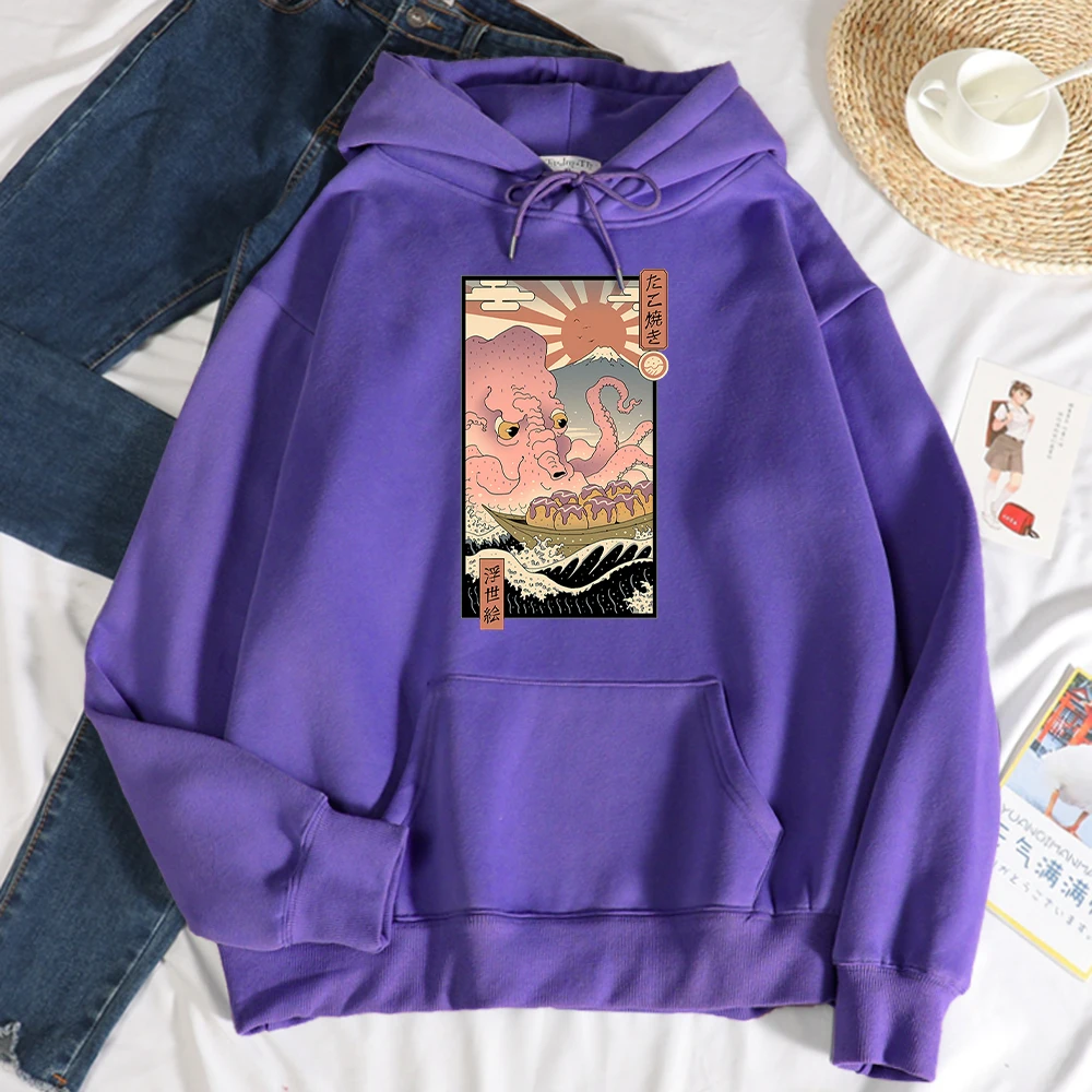 

Japan Culture Ukiyoe Prints Women's Hoodie hip hop Casual Hoody Casual Loose Autumn Sweatshirt Harajuku Fleece Pullover Top Men