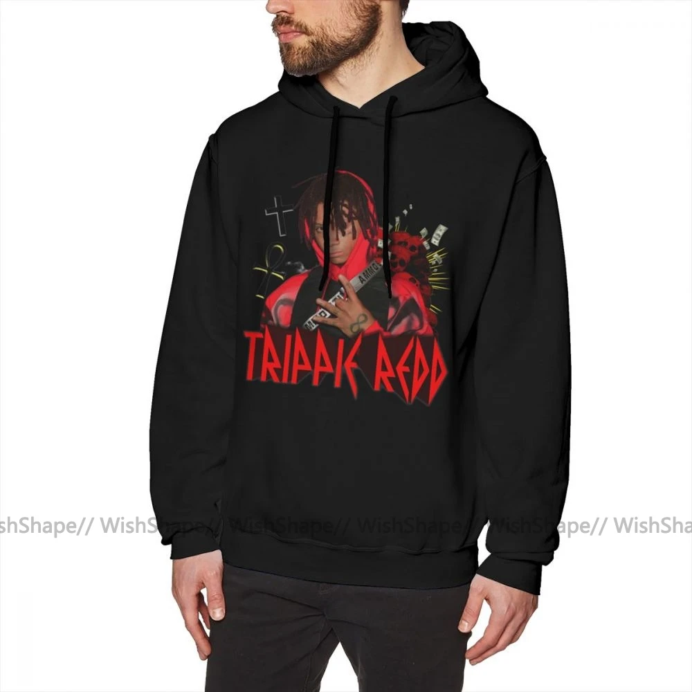 Trippie Redd худи Trippie Redd винтажные толстовки мужские уличные пуловеры худи Красивые Зимние фиолетовые длинные хлопковые негабаритные толстовки - Цвет: Black