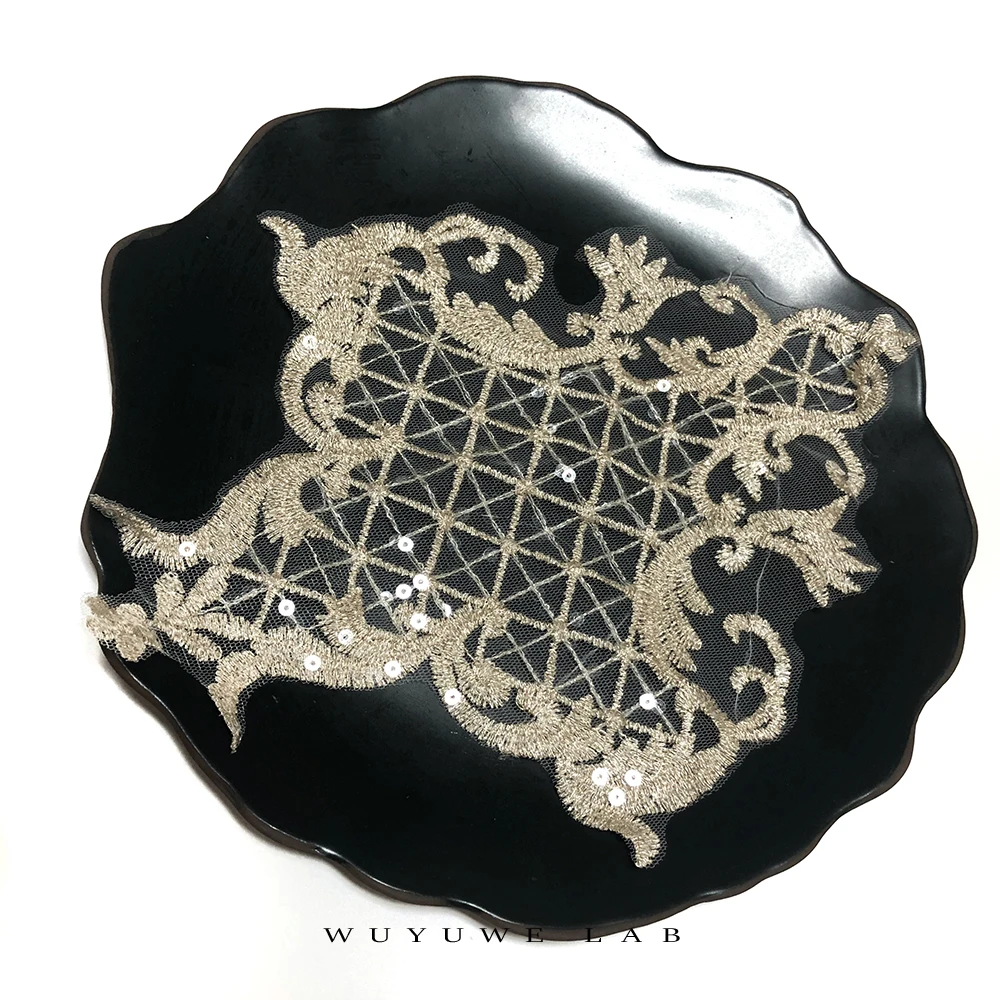 Кружевная аппликация с прозрачными блестками кружевная вышивка цвета