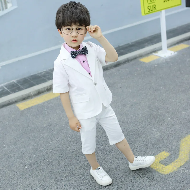 Детские Формальные костюмы из 2 предметов блейзер для маленьких мальчиков летняя