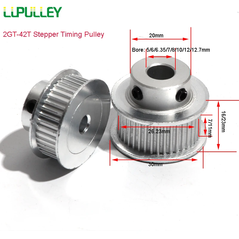 LUPULLEY GT2 42T Timing Belt Pulley Bore 5/6/6.35/7/8/10/12.7mm 42Teeth Stepper 7/11mm Width Synchronous For CNC | Обустройство дома