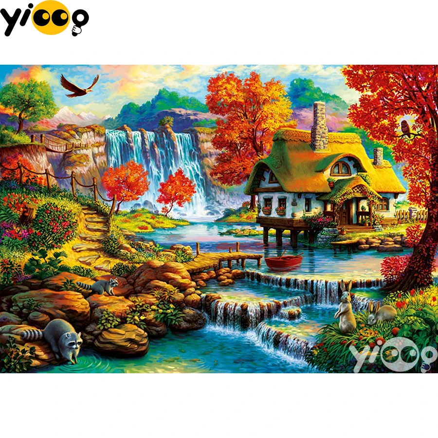 

Full Square/Round Drill Diamond Painting Cross Stitch Embroidery Autumn Maple Scenery Rhinestone Mosaic Home Decor Gift BX1734