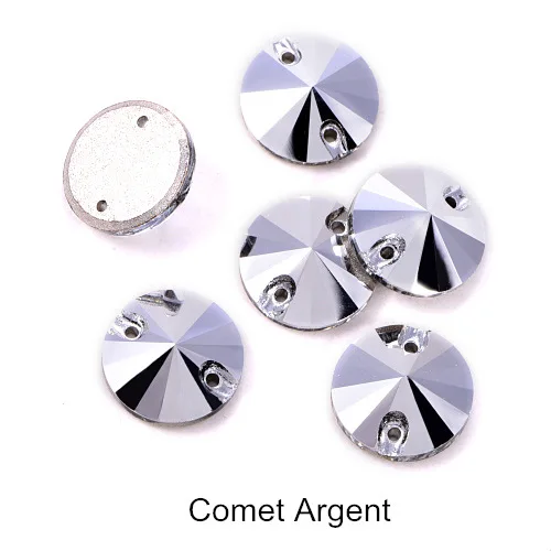 001CA-Comet Argent 40pcs AAAAA Quality 12mm Round Rivoli Glass Sew On Rhinestones Flatback Crystal Sewing Strass for DIY Wedding Dress B1248 - Цвет: 001CA-Comet Argent