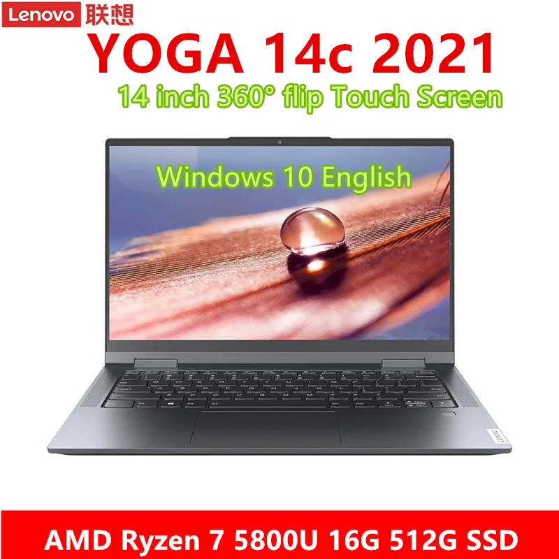 Lenovo YOGA 14c 2021 Laptop Ryzen7 5800U 360 Degree Flip 16GB RAM 512GB SSD 14 inch IPS Touch Screen Notebook Computer Ultrabook