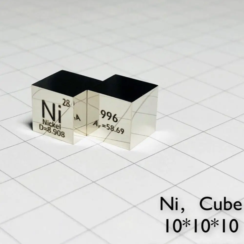 

10 X 10 X 10mm 6-Sided POLISHED Finishing Double-Sided Engraved Metal Nickel Cube Periodic Table Of Elements Cube (Ni≥99.95%)