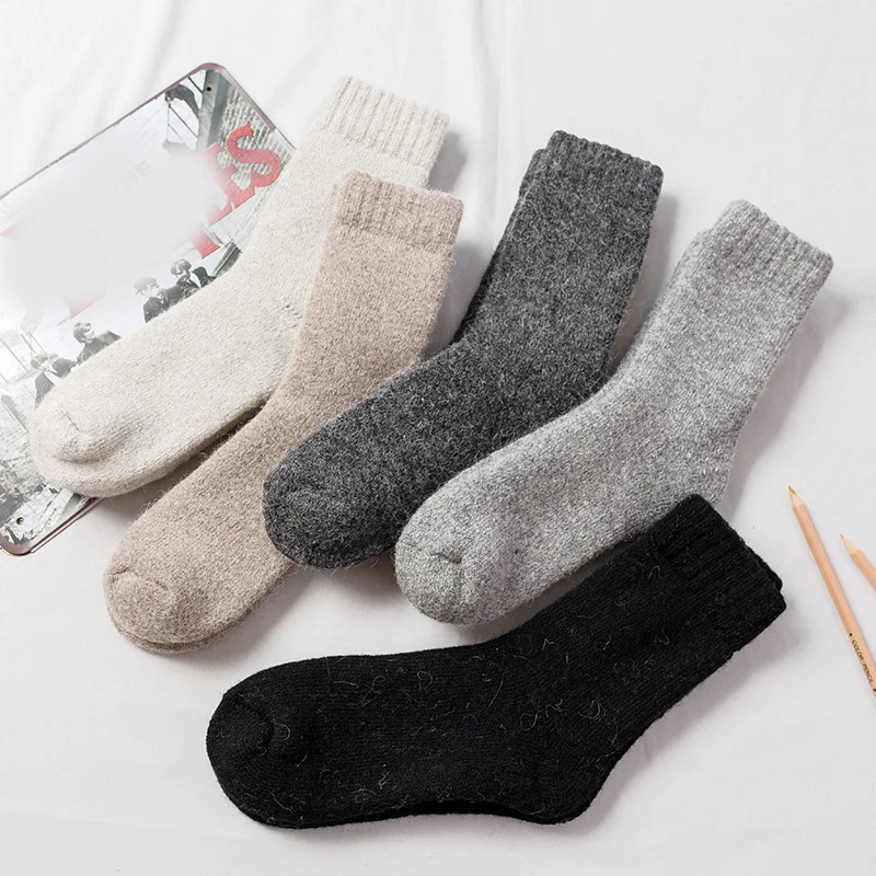 

Winter Wool Warm Socks Super Soft Thick Solid Color Casual Socks For Men Women XRQ88