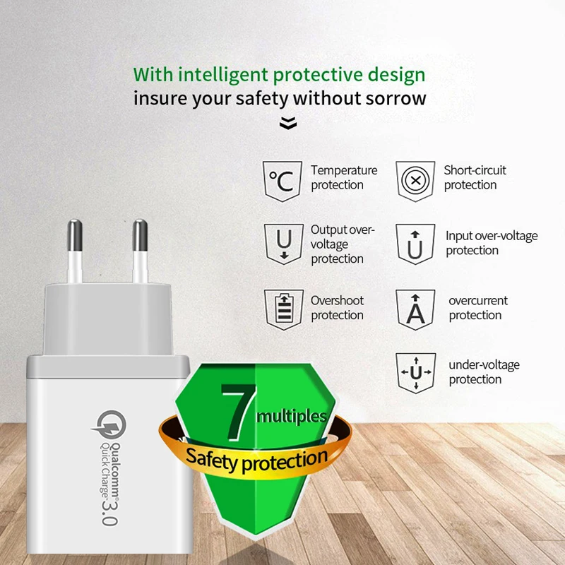 Зарядные устройства для мобильных телефонов настенный usb-адаптер Qualcomm Quick Charge EU Plug переходник для путешествий с быстрой зарядкой для IPhone samsung huawei Xiaomi