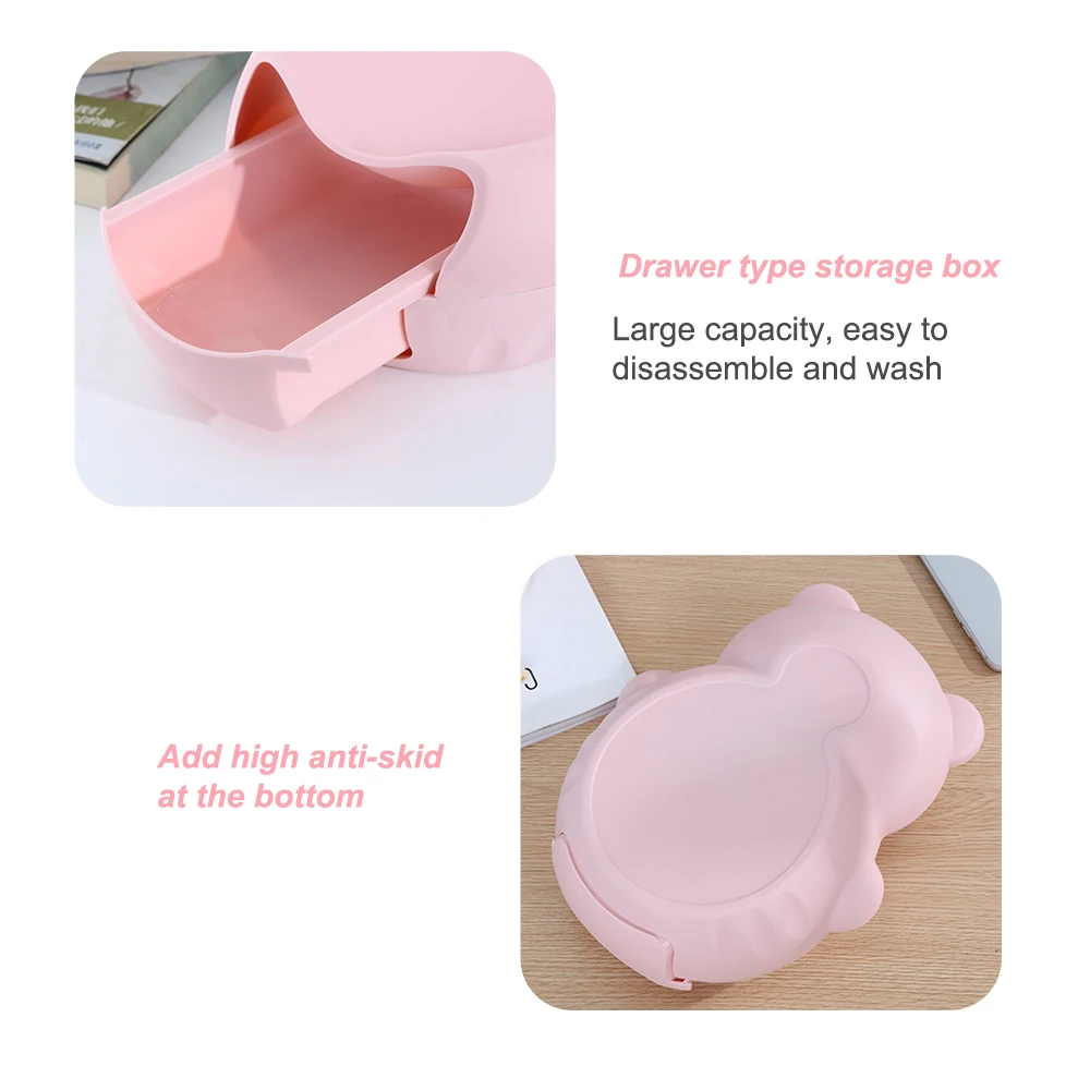 New Cartoon Bear Double Drawer Fruit Plate Lazy Candy Dishes Tray with Mobile Phone Bracket Nut Bowl Table Snacks Storage | Дом и сад