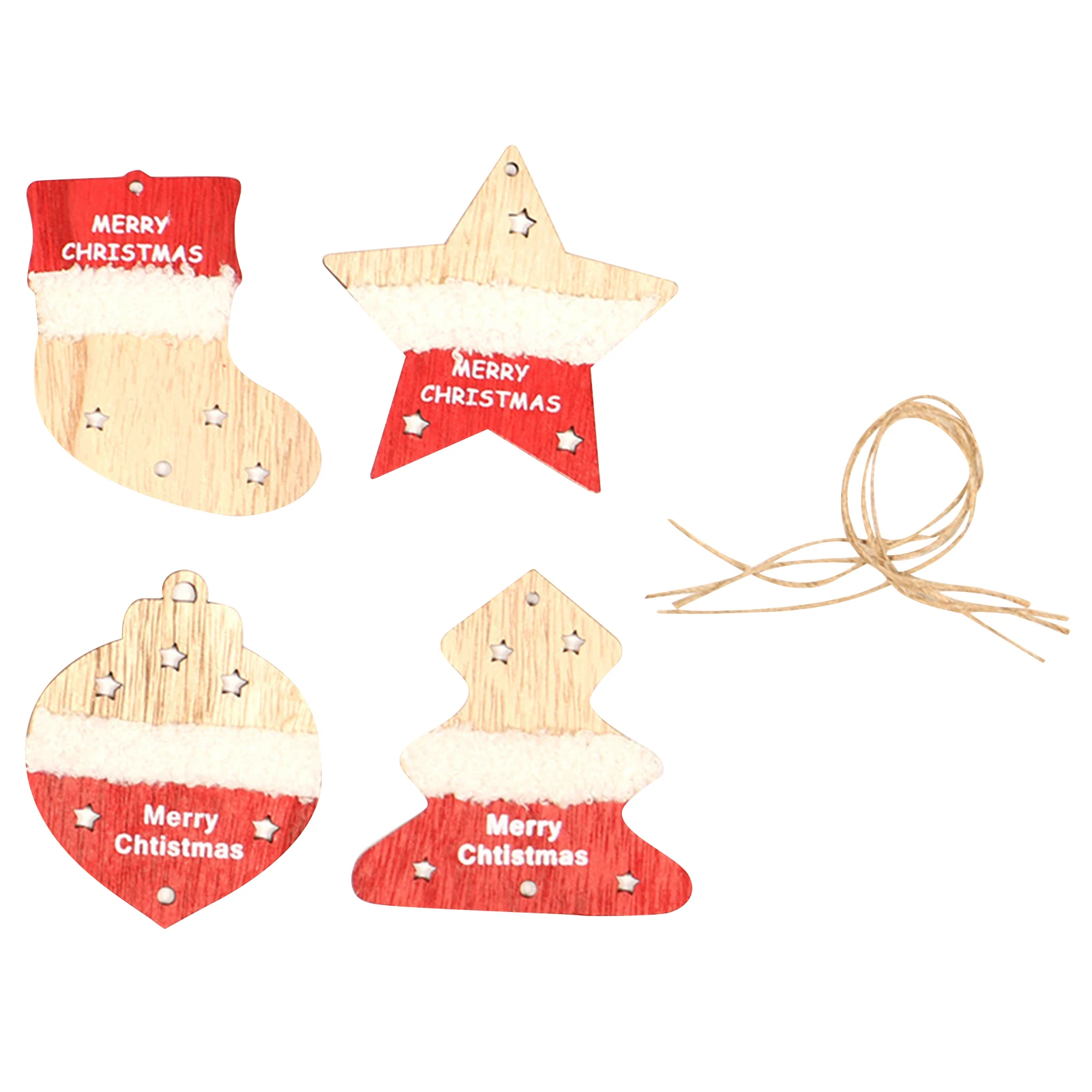 

4 шт., деревянные подвесные украшения для ёлки, 3,54 дюйма