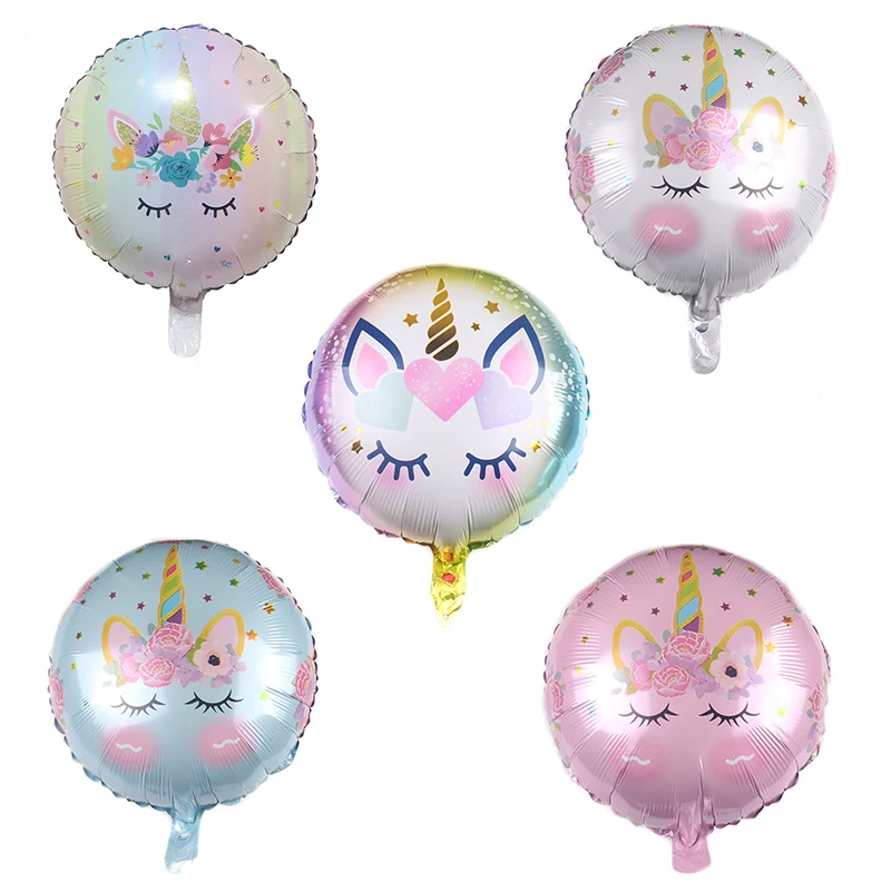 

Праздничные украшения в виде единорога, 18-дюймовый Круглый воздушный шар в виде единорога, детский воздушный шар для вечеринки в честь Дня р...
