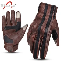vemar vintage leather motorcycle racing glove guantes moto luvas full finger motocross mtb biker gloves touchscreen knight glove