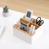 Desktop Storage Box Pen Pencil Mobile Phone Office Home Organizer Sundries Remote Control Cosmetics Stationery Case Wooden Box