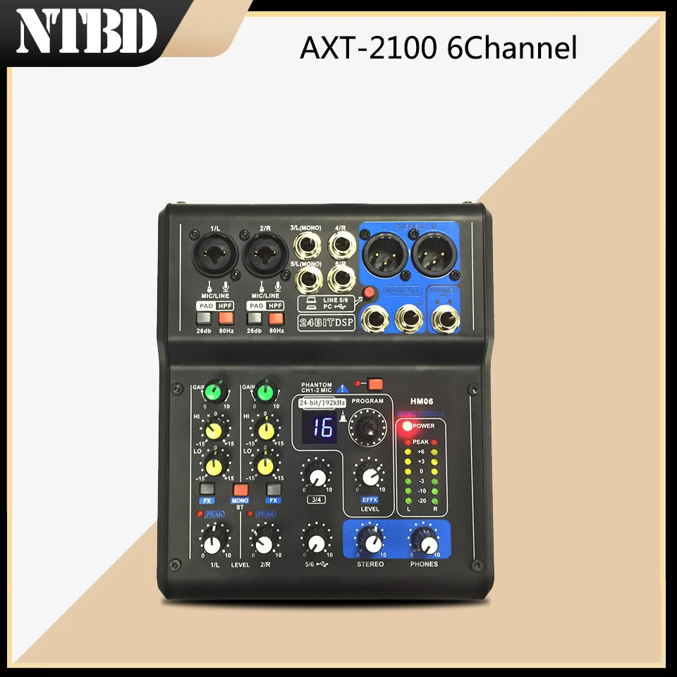 

NTBD Professional Mini Karaoke Microphone Mixer 6 Channels 8 Channels USB Sound Card 16 DSP Sound Console Equipment DJ