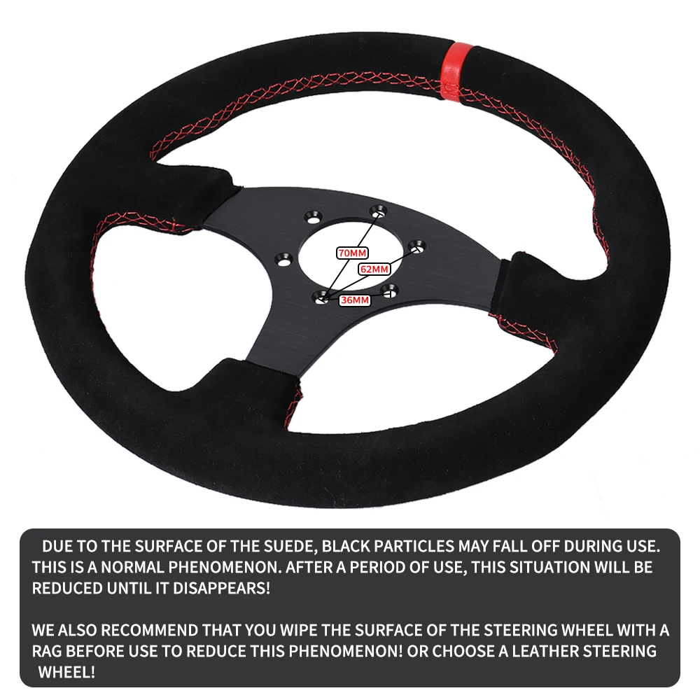 330mm Flat Steering Wheel Suede Aluminum Frame 13 Inch Drift Racing Pc Game Steering Wheel Universal images - 6