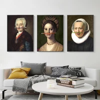 nordic vintage fashion palace poster art prints pouting woman pencil canvas painting wall art bedroom living room decor picture