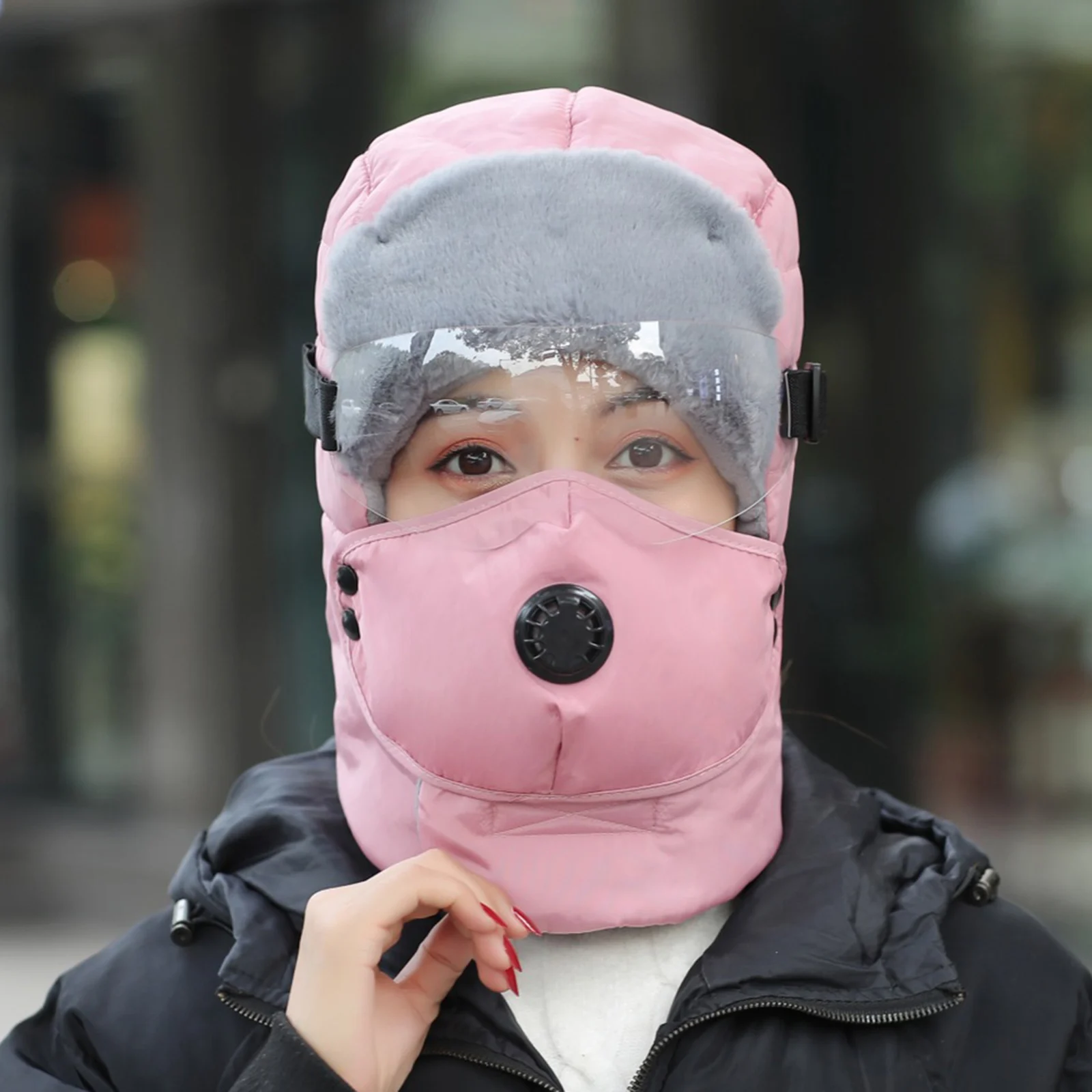 

Unisex Full Head Warm Hat Breathing Valves Face Cover Ear Flap Trooper Hat Skating Skiing Cycling Accessories FS99