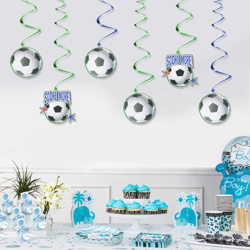 

24 Pcs/2 Sets Sports Themed Swirls Spiral Creative Football Basketball Pattern Hanging Spiral Ornament Swirl-like Hanging Dangle