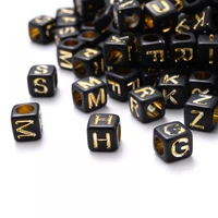 100pcslot 6mm black mixed square alphabet letter acrylic beads charms bracelet necklace for jewelry making diy accessories