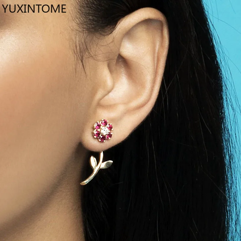

925 Sterling Silver Ear Needle Pave Crystal Flower Earrings Elegant and Exquisite Stud Earrings For Women Wedding Party Jewelry