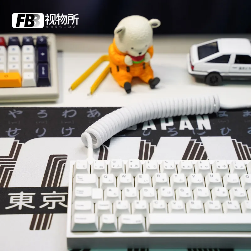 FBB Cables Handmade Customized Mechanical Keyboard Cable USB Spiral Data Cable White Entry Model Basic Model  Keycap Line