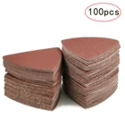 100 шт. треугольная наждачная бумага 3-18 дюйма 80 мм 6080120240 Grits с петлей и липучками, подходит для осциллирующего мультитула, шлифовальная накладка в ассортименте