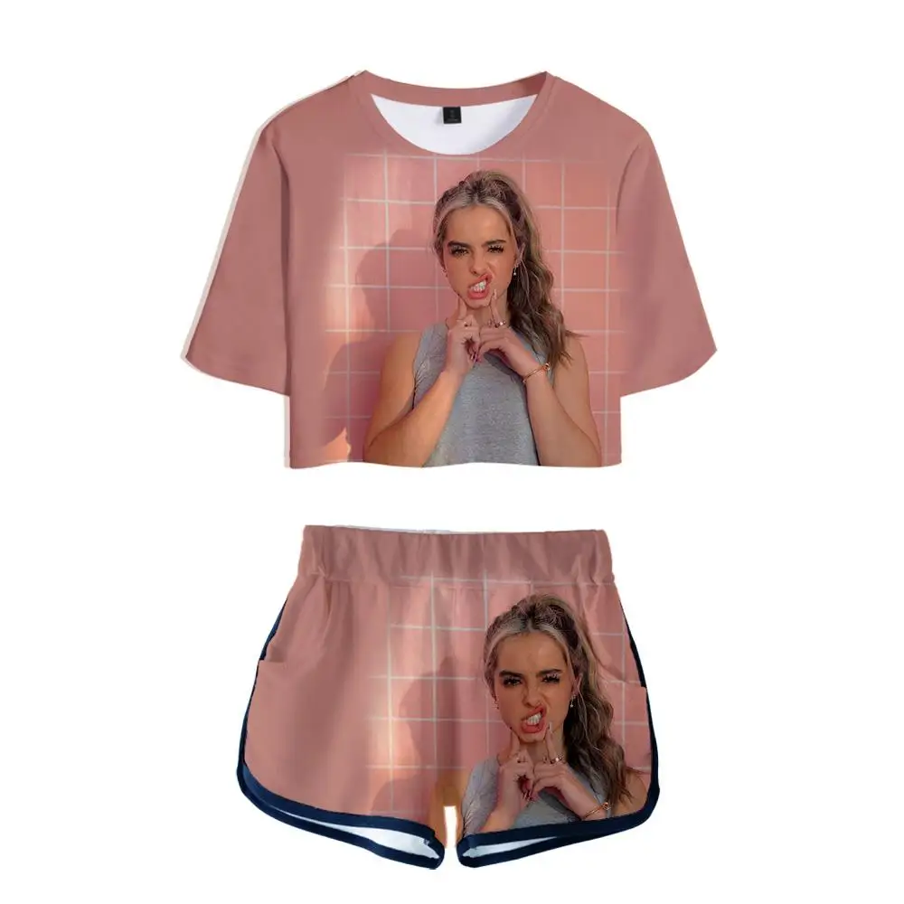 

Addison-Rae 3D printing girls and women popular Harajuku hip-hop cropped T-shirt shorts custom comfortable short-sleeved suit