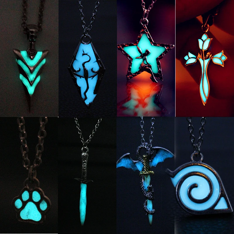 Fashion Glowing Necklace GLOW in the DARK Luminous Dragon Pendant Necklace Colar Drop Shipping