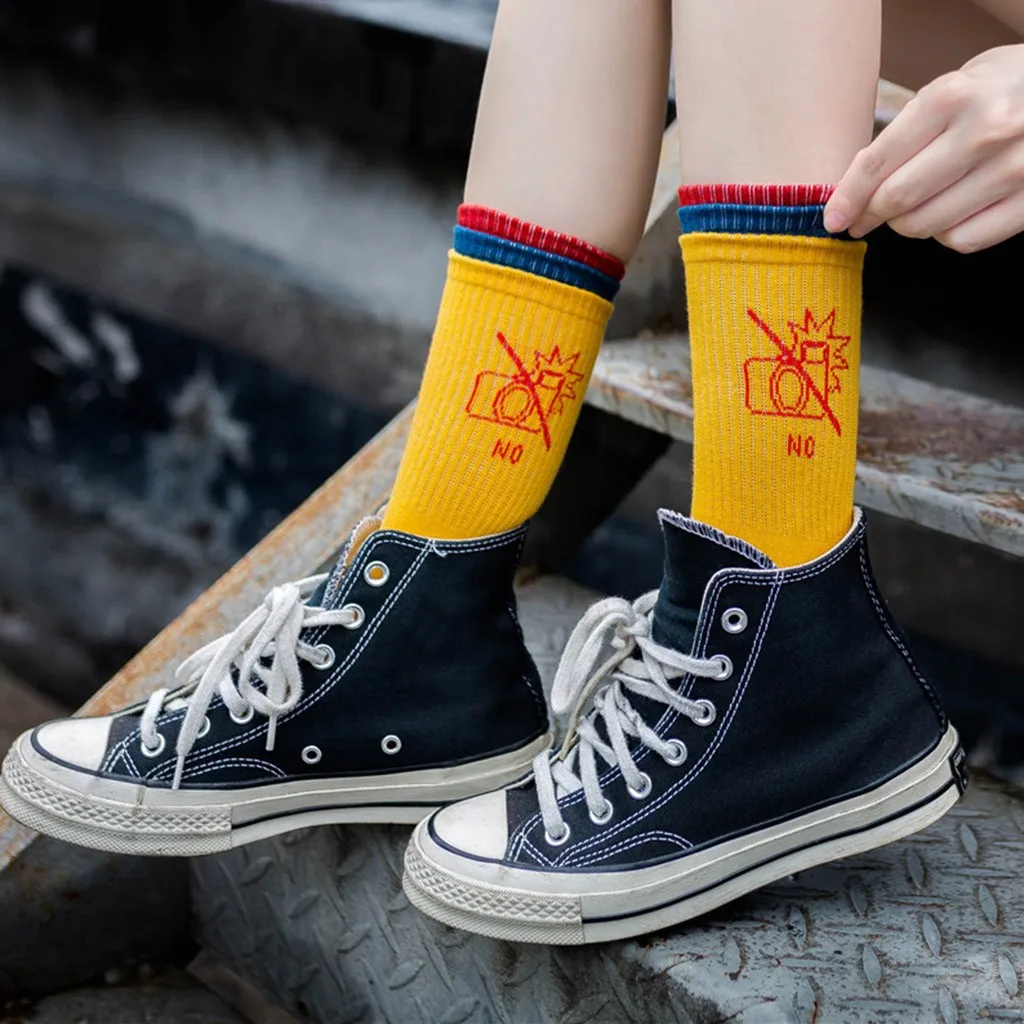 Женские японские хлопковые носки с мультяшным принтом цветные спортивные 50 * |